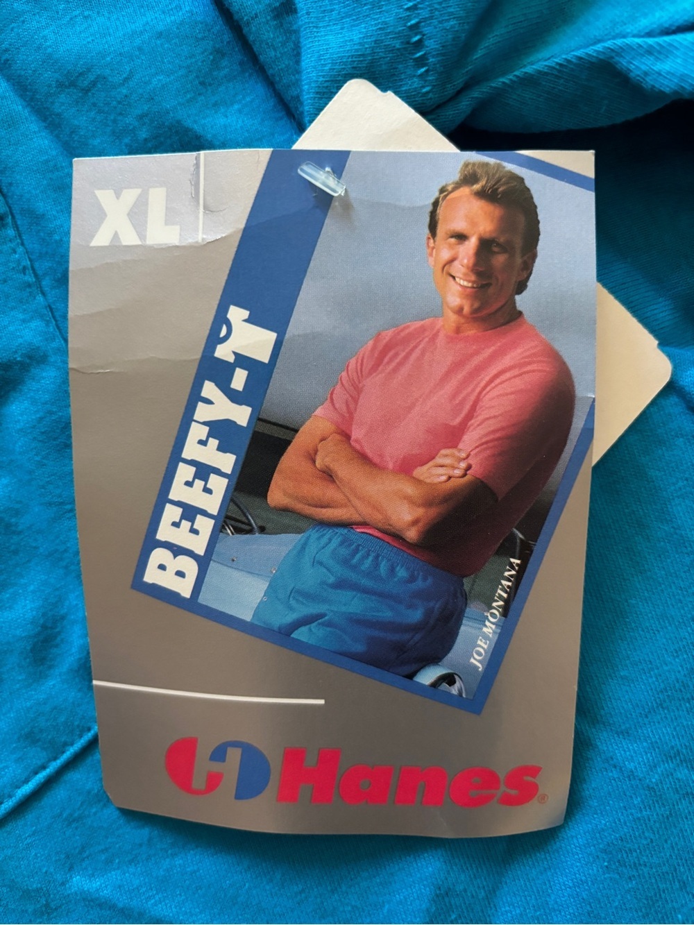Vintage Hanes Beefy-T Men’s XL Teal Pocket T-Shirt with Original Tag - Picture 3 of 7